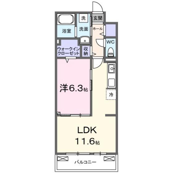 八幡東3丁目アパートA棟(1LDK/3階)の間取り写真