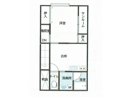 UIコーポ十日町(1DK/2階)の間取り写真