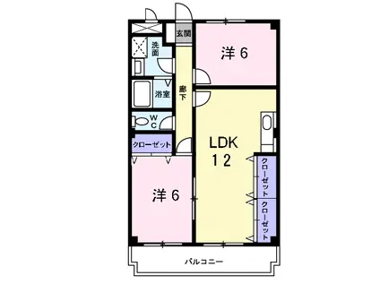 パークヒルズ金橋(2LDK/4階)の間取り写真