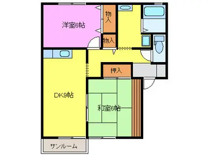カリヨン・ハタダ(2DK/2階)の間取り写真