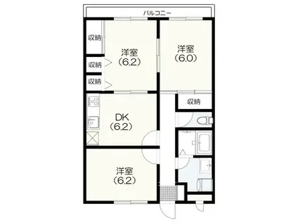 ファミーユ桜通(3DK/5階)の間取り写真