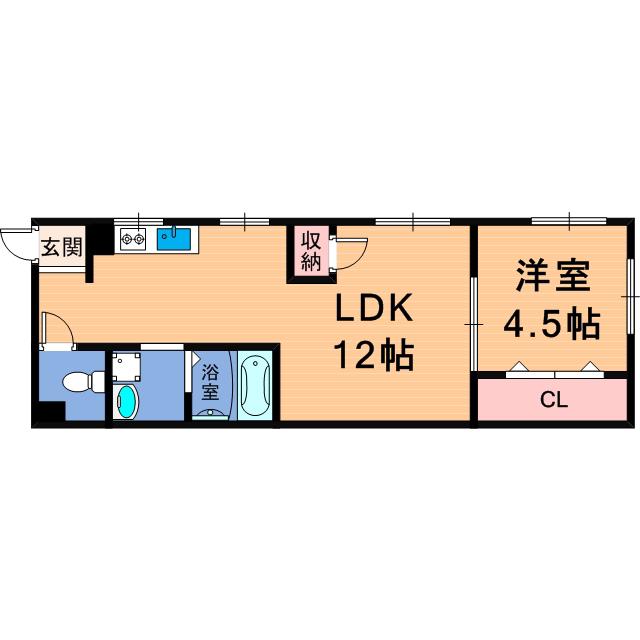 サカイマンション(1LDK/3階)の間取り写真