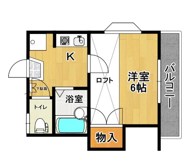フローラ C棟(1K/2階)の間取り写真