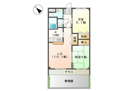 サンハイム中村(2LDK/1階)の間取り写真