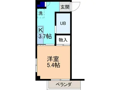 サンハイム(1K/3階)の間取り写真