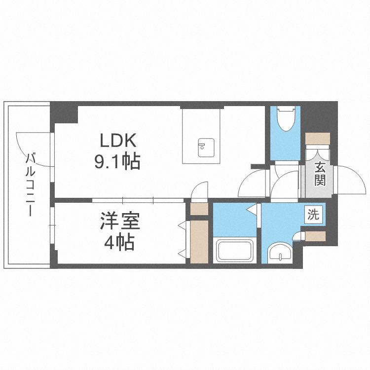DIMUS新大阪(1LDK/7階)の間取り写真