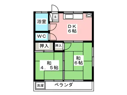 須崎コーポ西棟(2DK/2階)の間取り写真