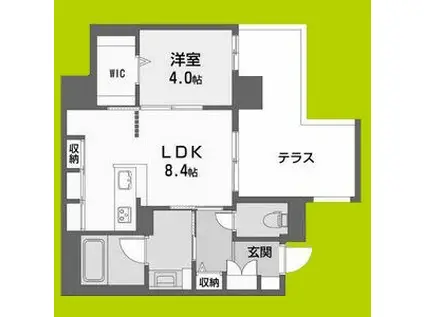 ウェルホームズ法円坂(1LDK/2階)の間取り写真