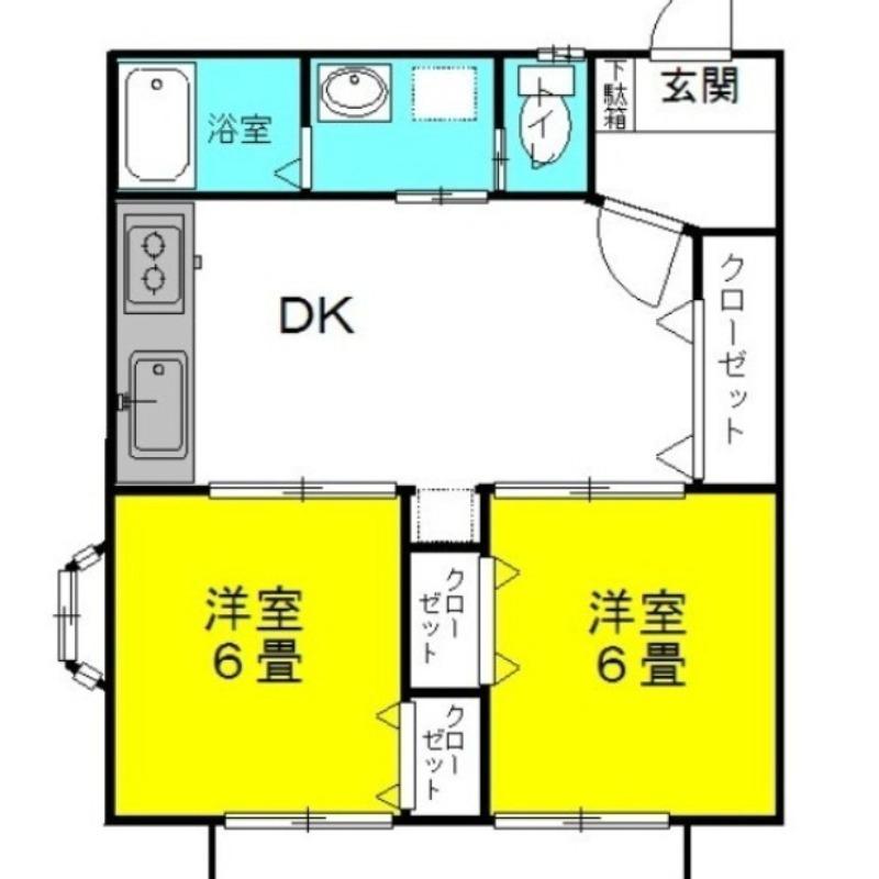グラシアス・レオーネII(2DK/1階)の間取り写真