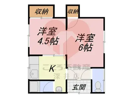 春光荘(2K/1階)の間取り写真