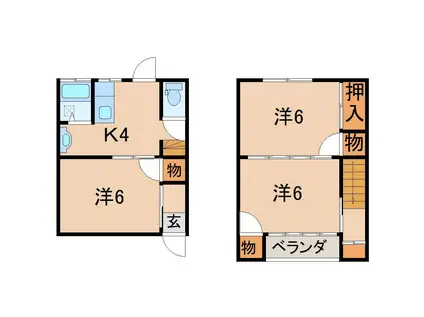 大橋アパート(3K/1階)の間取り写真