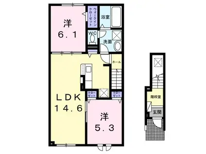 ティエラIII(2LDK/2階)の間取り写真