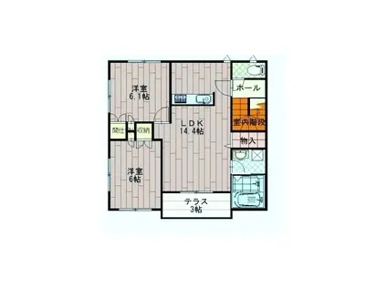 クレイプ・ミルテ(2LDK/2階)の間取り写真