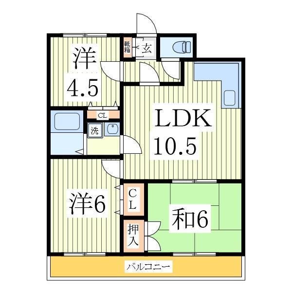 アバンデール四季野(3LDK/2階)の間取り写真