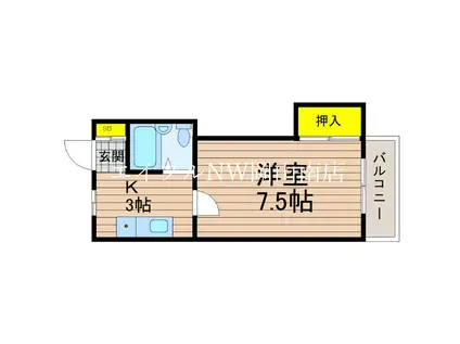 ナーズ 北棟(1K/3階)の間取り写真