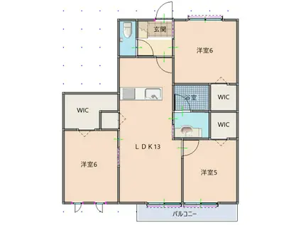 CLASSEUM元今泉(3LDK/3階)の間取り写真