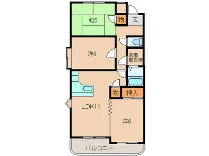 アーバンシックス(3LDK/3階)の間取り写真