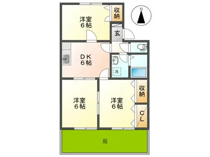 エスポワール都IIA棟(3DK/1階)の間取り写真