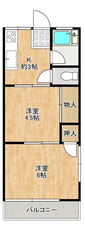 カトレア荘(2K/2階)の間取り写真