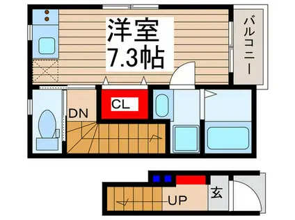 グランソフィア上福岡(ワンルーム/2階)の間取り写真