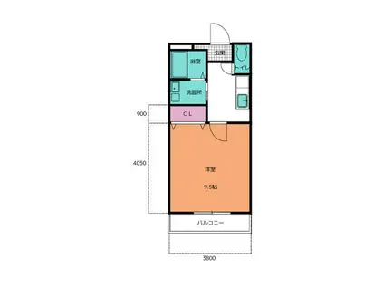 ライズ岡崎(1DK/2階)の間取り写真