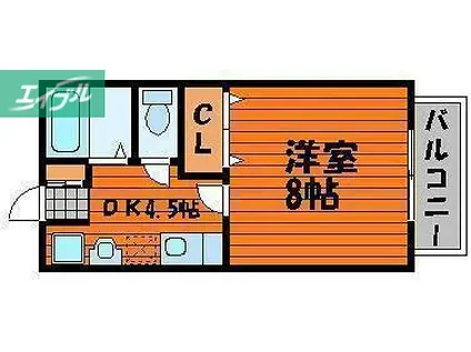 ダンディライオン B棟(1K/2階)の間取り写真