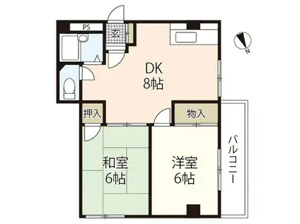 第一世良ビル(2DK/3階)の間取り写真