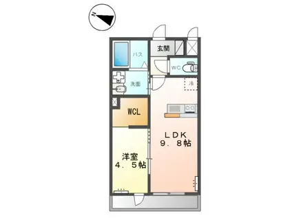 オリーブ(1LDK/2階)の間取り写真