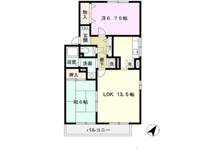 サニーガーデン須磨 B棟(2LDK/2階)の間取り写真