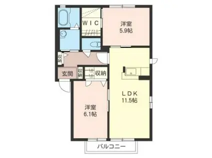 クレール南林間I(2LDK/1階)の間取り写真