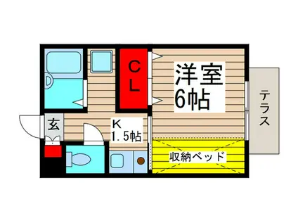 ビートルズ(1K/1階)の間取り写真