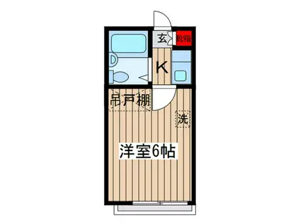 ひのきコーポ(1K/2階)の間取り写真