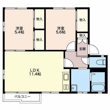 フローラル松本(2LDK/2階)の間取り写真