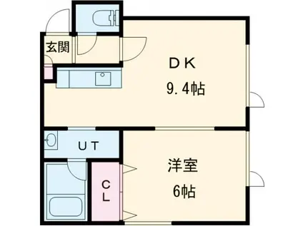 グランディール新開(1DK/2階)の間取り写真