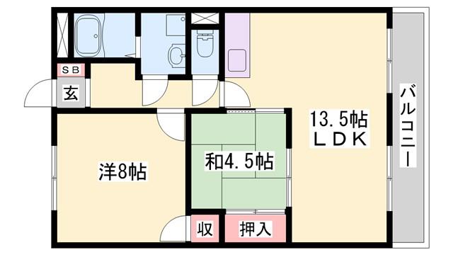 メゾン・ボヌール(2LDK/2階)の間取り写真