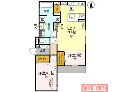 CIASHIST新森(2LDK/2階)の間取り写真