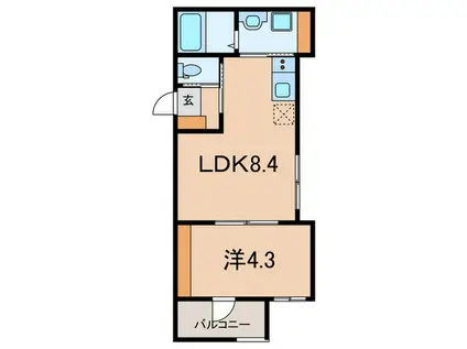 LIEN上甲子園(1LDK/1階)の間取り写真