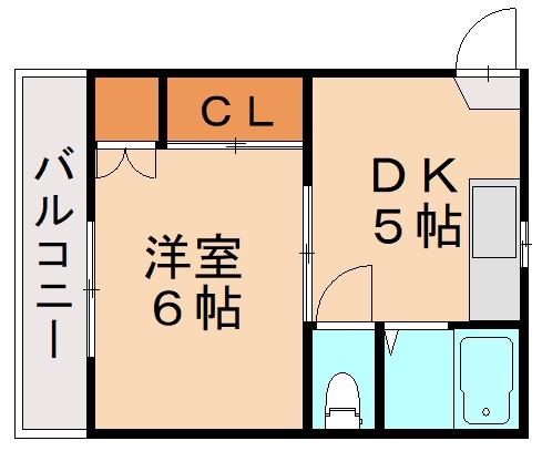 ジョイフル養福寺(1DK/2階)の間取り写真