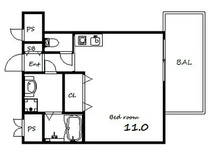 KITANO FLATS PLUS(ワンルーム/5階)の間取り写真