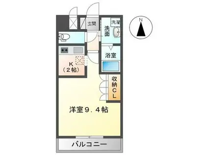 グランドソレイユ(1K/1階)の間取り写真