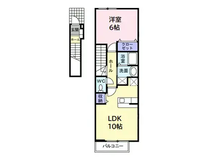 クリスタルブライト(1LDK/2階)の間取り写真