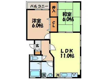 コーポアイ(2LDK/3階)の間取り写真