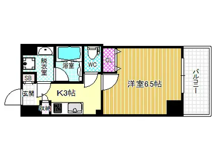 W-STYLE大阪天満宮(1K/3階)の間取り写真