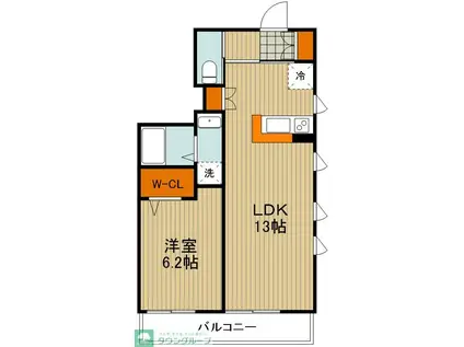 京成本線 京成八幡駅 徒歩9分 2階建 築11年(1LDK/1階)の間取り写真