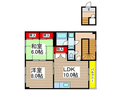 ジュネス明光A(2LDK/2階)の間取り写真