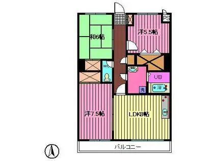 ドムス壱番館(3DK/3階)の間取り写真