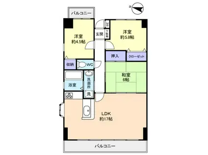 ラフィーネ八千代(3LDK/8階)の間取り写真