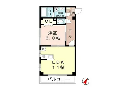ピーノグランデ(1LDK/2階)の間取り写真