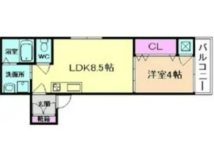 グリッター長田(1LDK/1階)の間取り写真