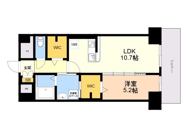 博多グランドレジデンス(1LDK/12階)の間取り写真